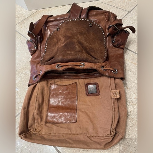 Campomaggi Teodorano Cognac Leather Big Backpack with Studs "Diamante" $925 USD - Picture 9 of 16